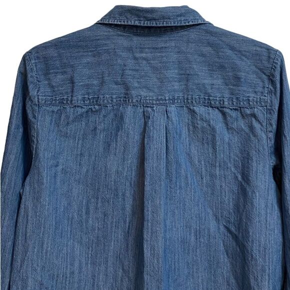 Style & Co. Chambray Boyfriend Shirt Women's Size M Blue Button-Down - Picture 12 of 16